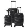 3-piece black trolley bags with 360° wheels, scratch resistant finish
