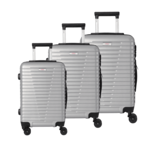 3-piece grey trolley bags with 360° wheels, scratch resistant finish