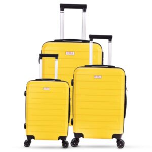 3-piece yellow trolley bags with 360° wheels, scratch resistant finish