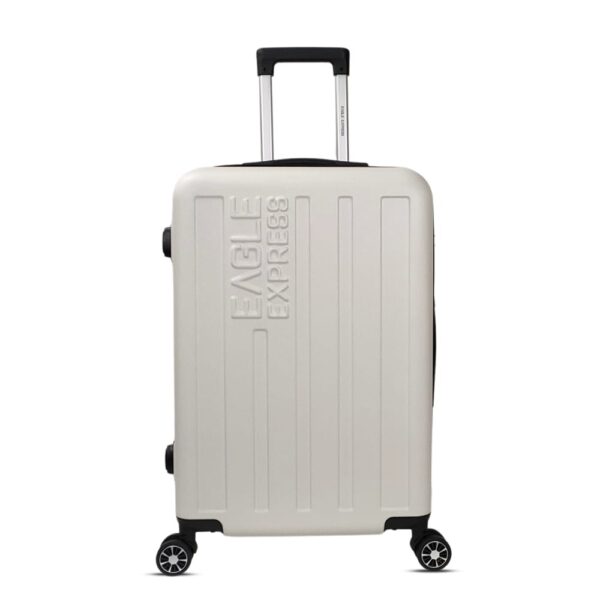 checked suitcase white