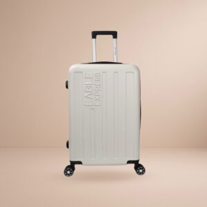 Venture Stylish Checked Suitcase 30kg | White | Purplish Red