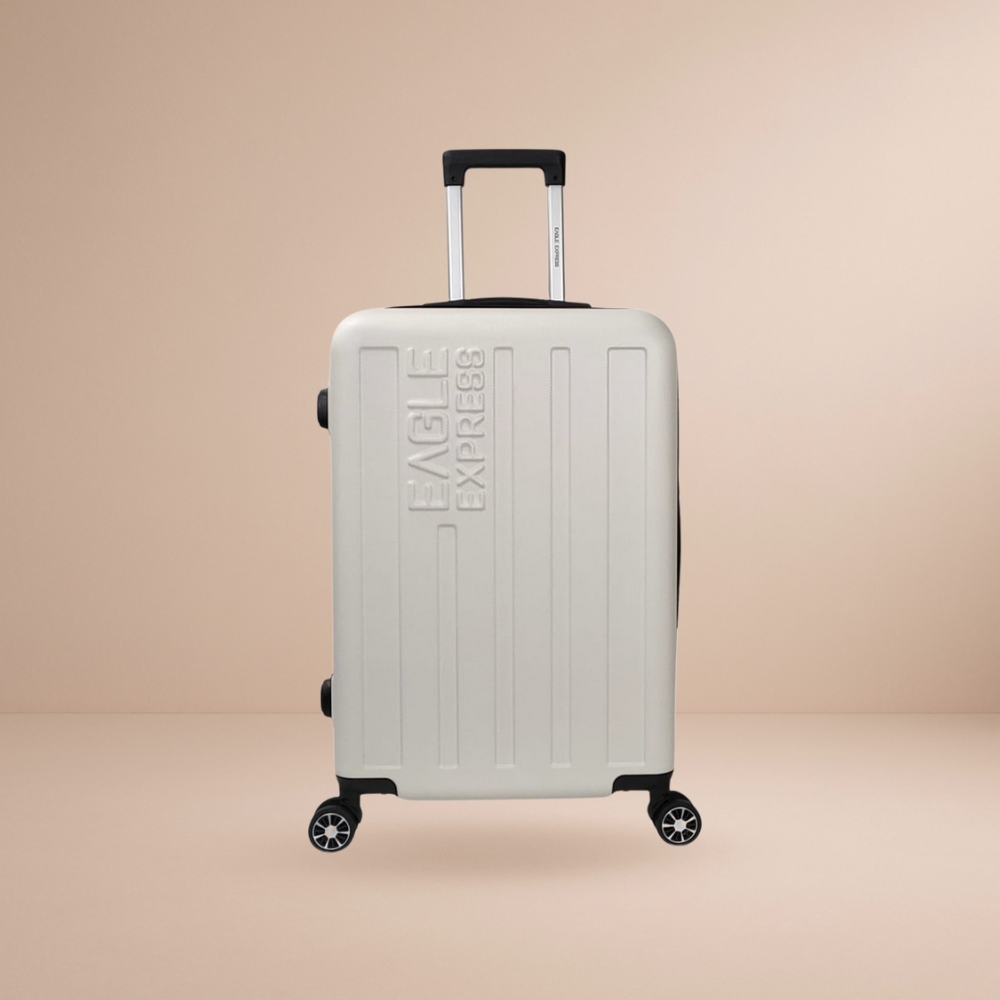 Venture Stylish Checked Suitcase 30kg | White | Purplish Red